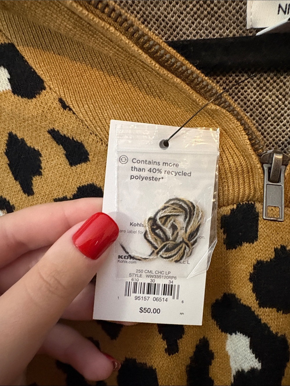 NWT: Nine West Leopard Print Pullover - Camel, Black & White - Picture 5 of 10